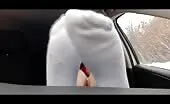 Shitting in snow