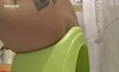 Dark haired latina shitting