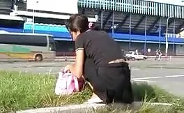 Dark haired babe did a mess in panties