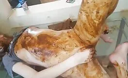 Rubbing poop while masturbating