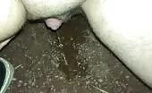 Fingering pussy while using public toilet