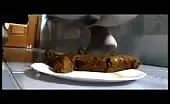 Huge turd dropped on bathroom floor