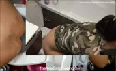 Spying on sexy maid shitting