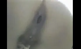 Blonde Wipes Ass with Toilet Paper in Bathroom